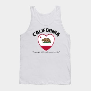 Bear Flag, Flag of California, Grizzly bear, “I’m going to California, I’m gonna be a star.” Tank Top